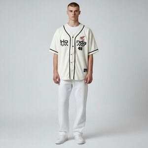 Honda Motor Racing Baseball Jersey Cream White 48 Speedway Mens 2XL NWT